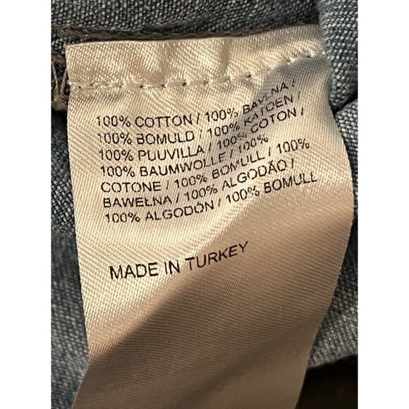 Denim Button-Up Long-Sleeve Mens Shirt By Ragged Jeans In‎ Blue Plaid - Size L - Picture 7 of 8